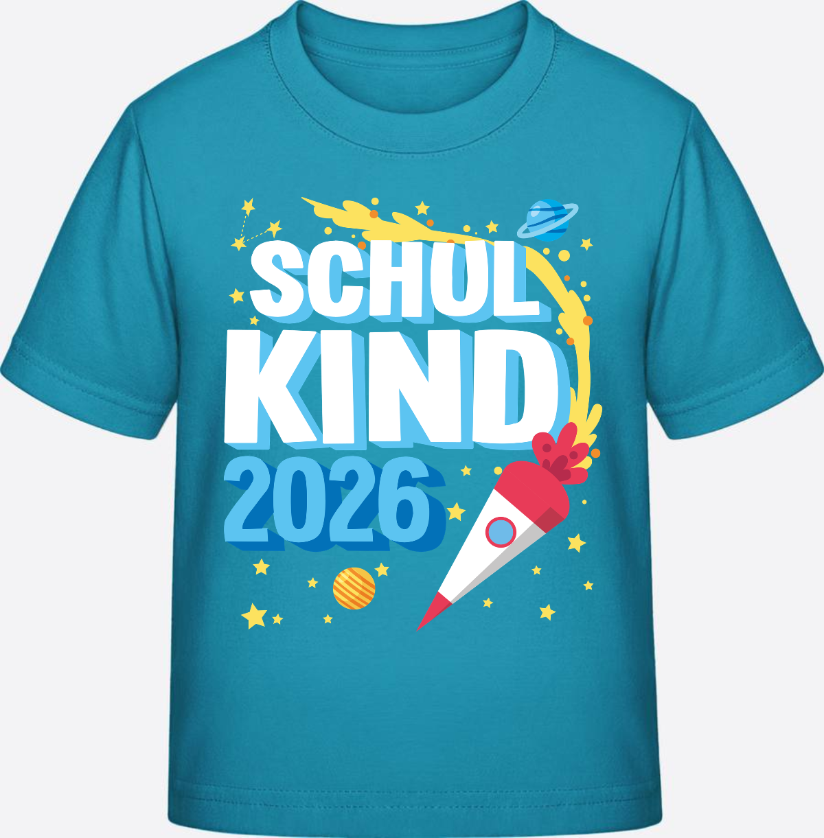 Schulkind 2025 T-Shirt Rakete schwarz – mit Wunschnamen - Swimming Pool