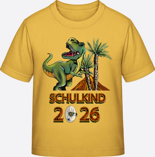 Schulkind 2025 T-Shirt T-Rex Dino – Personalisiert mit Namen - Gold