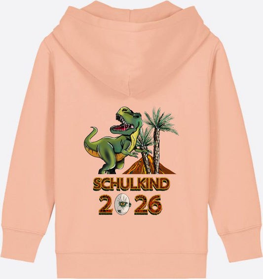 Schulkind 2025 Zip-Hoodie – T-Rex Dino mit Namen - Fraiche Peche