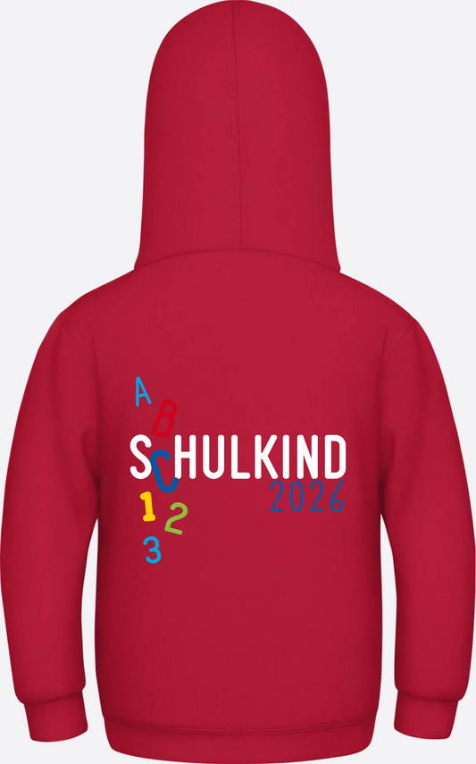 Schulkind 2026 ABC Hoodie – Personalisiert mit Namen - Fire Red
