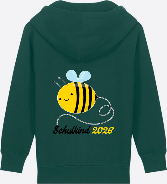 Schulkind 2026 Biene – Personalisierter Zip-Hoodie - Glazed Green