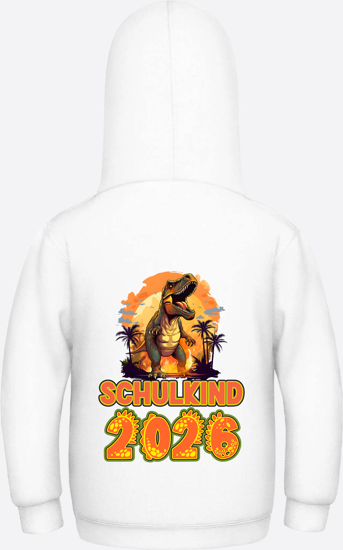Schulkind 2026 Dino Hoodie – Personalisiert mit Name - Arctic White