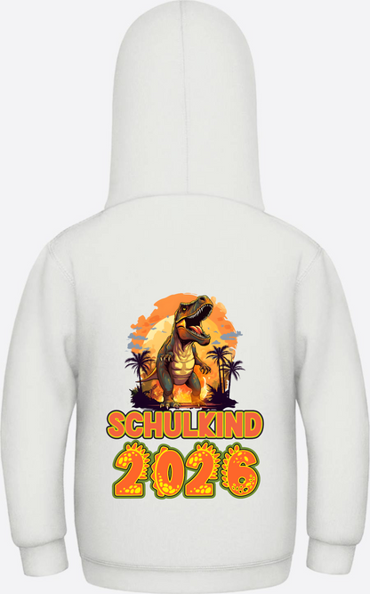 Schulkind 2026 Dino Hoodie – Personalisiert mit Name - Ash