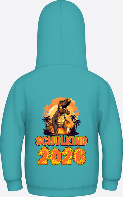 Schulkind 2026 Dino Hoodie – Personalisiert mit Name - Hawaiian Blue