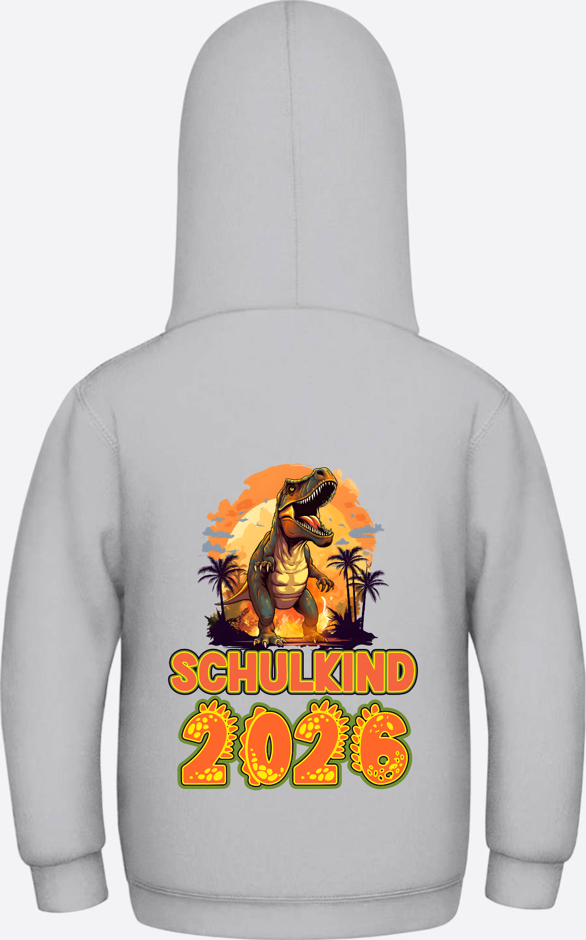 Schulkind 2026 Dino Hoodie – Personalisiert mit Name - Heather Grey
