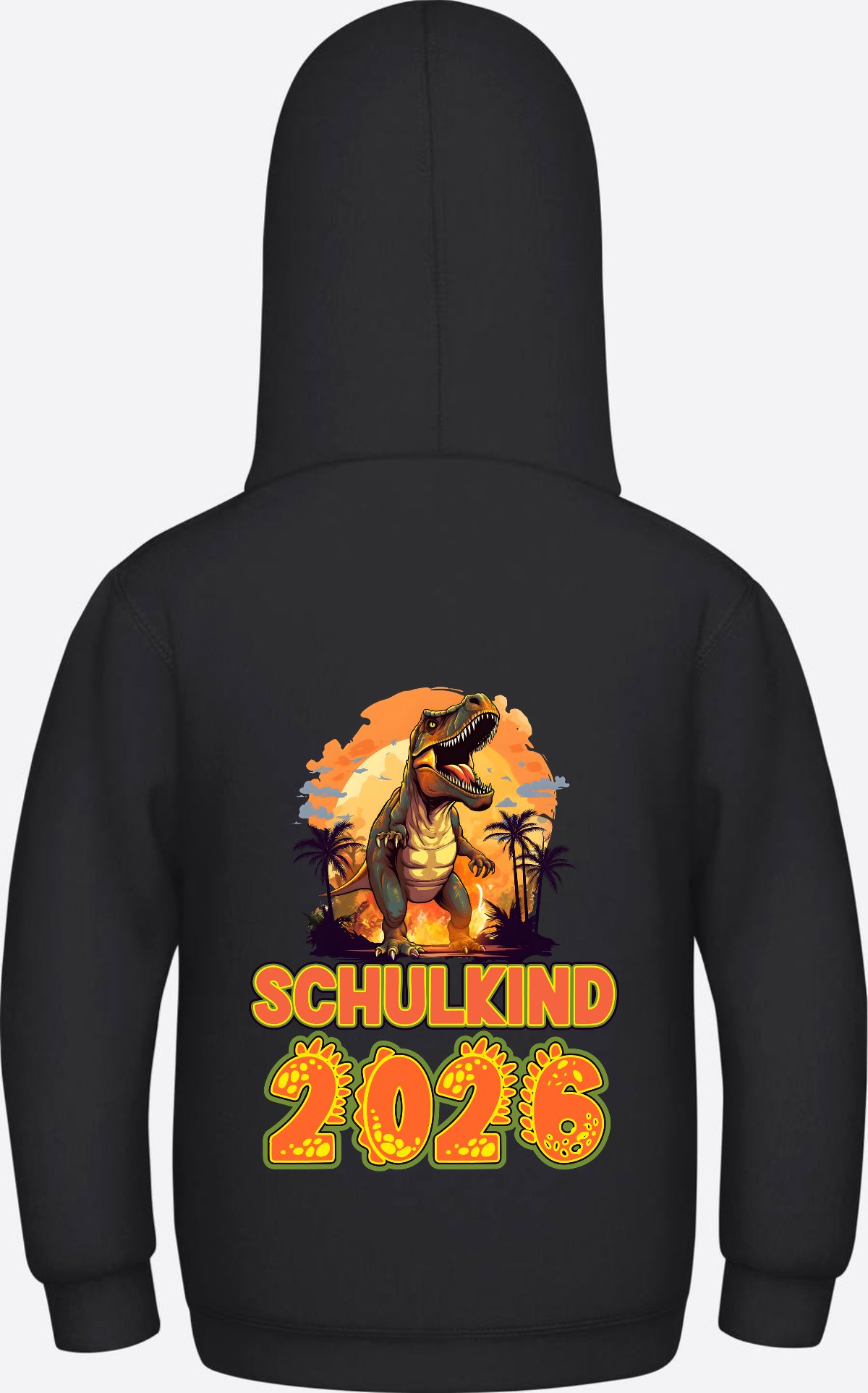 Schulkind 2026 Dino Hoodie – Personalisiert mit Name - Jet Black