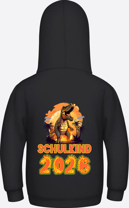 Schulkind 2026 Dino Hoodie – Personalisiert mit Name - Jet Black