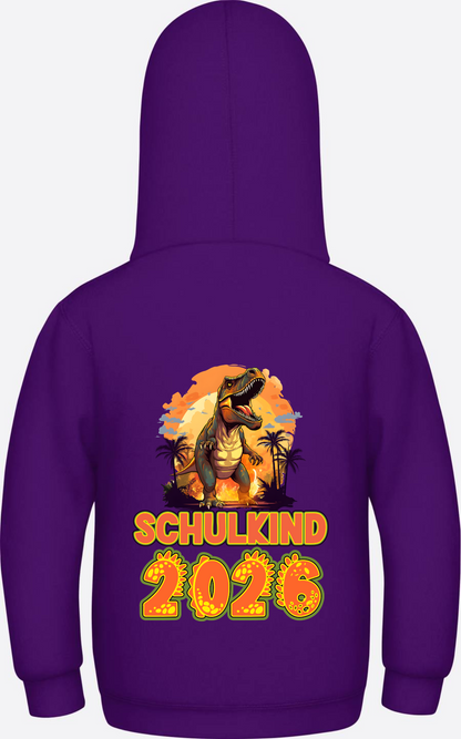 Schulkind 2026 Dino Hoodie – Personalisiert mit Name - Purple