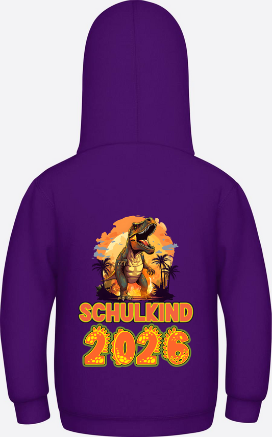 Schulkind 2026 Dino Hoodie – Personalisiert mit Name - Purple