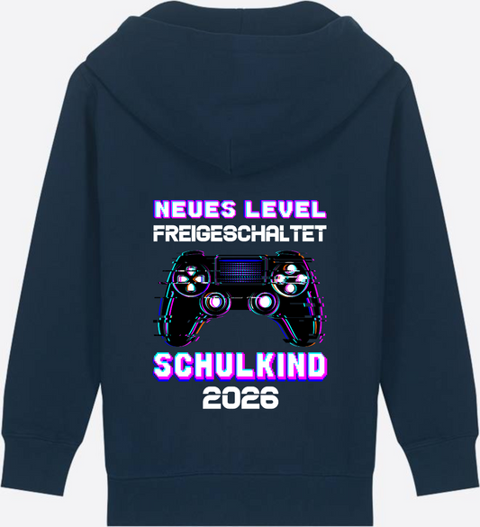 Schulkind 2026 Gamer Zip-Hoodie – Neues Level freigeschaltet - French Navy