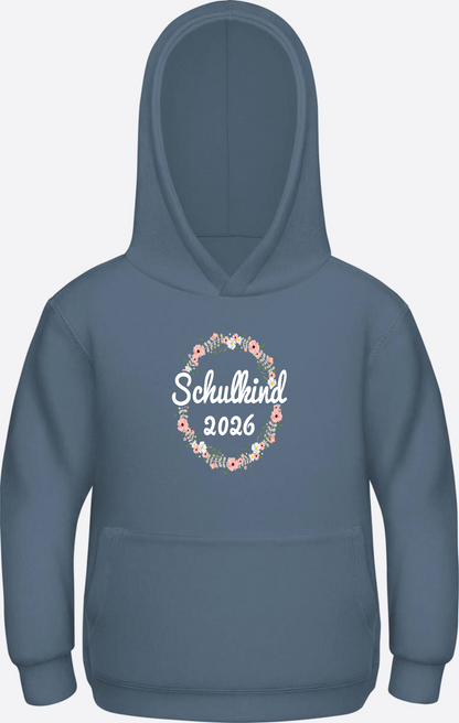 Schulkind 2026 Hoodie – Personalisiert mit Namen zur Einschulung - Airforce Blue Herzseite
