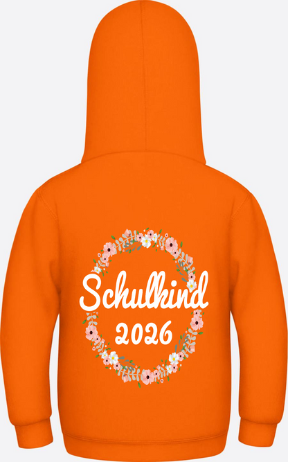 Schulkind 2026 Hoodie – Personalisiert mit Namen zur Einschulung - Orange Crush