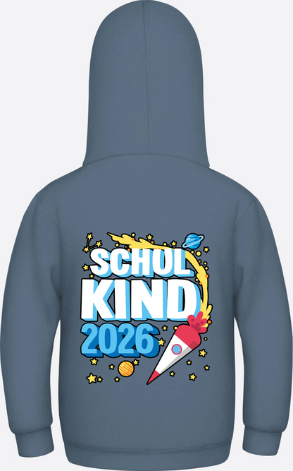 Schulkind 2026 Hoodie Rakete – Personalisiert mit Name - Airforce Blue