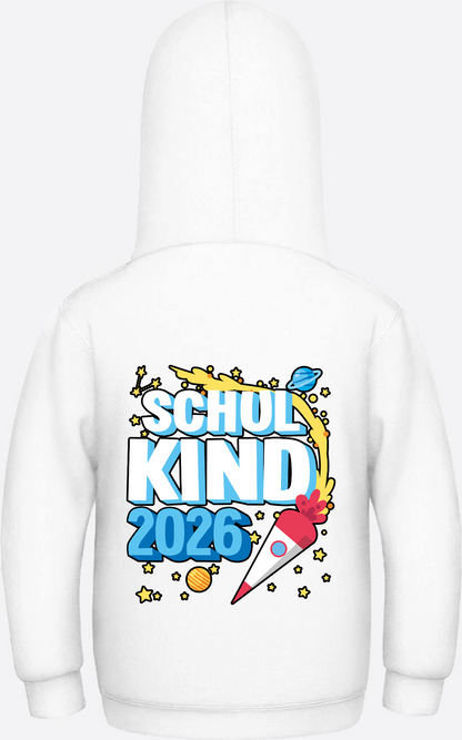 Schulkind 2026 Hoodie Rakete – Personalisiert mit Name - Arctic White