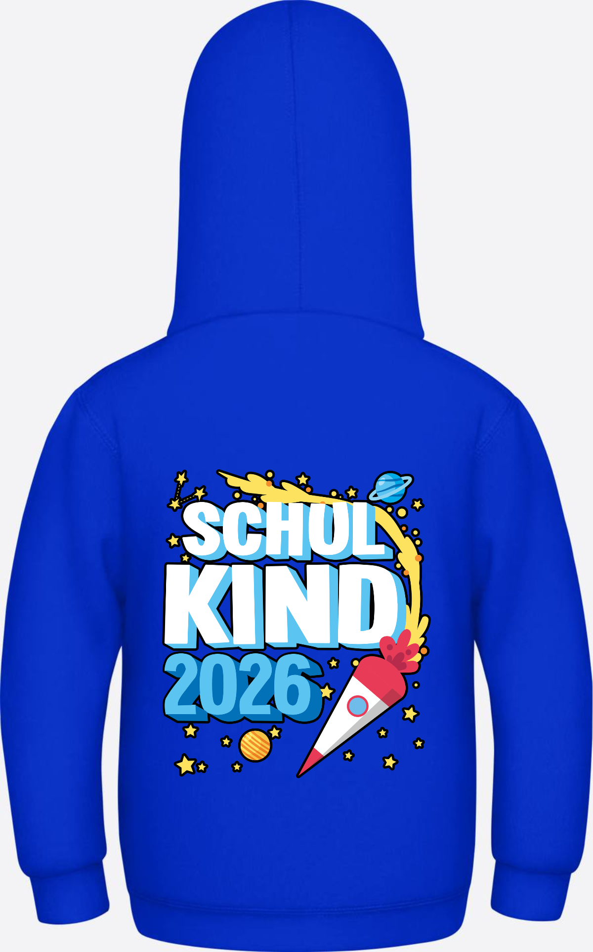 Schulkind 2026 Hoodie Rakete – Personalisiert mit Name - Bright Royal