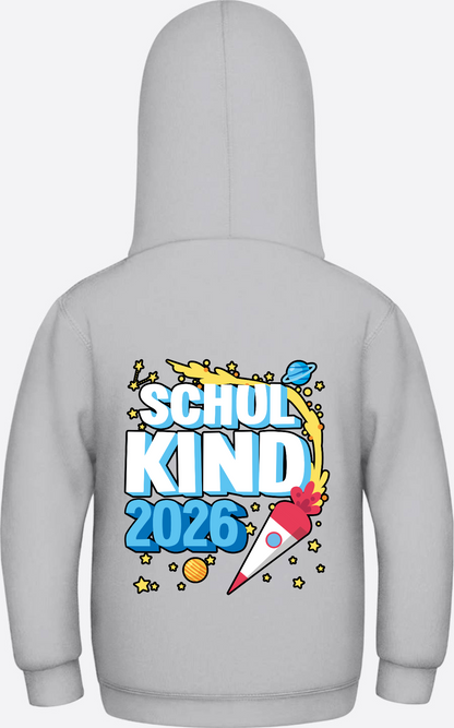 Schulkind 2026 Hoodie Rakete – Personalisiert mit Name - Heather Grey