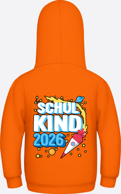 Schulkind 2026 Hoodie Rakete – Personalisiert mit Name - Orange Crush