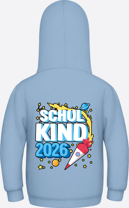Schulkind 2026 Hoodie Rakete – Personalisiert mit Name - Sky Blue