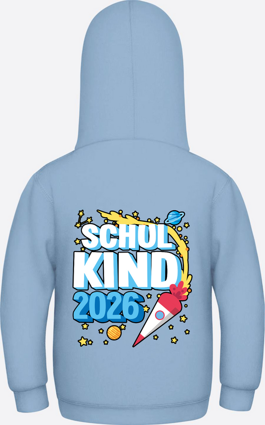 Schulkind 2026 Hoodie Rakete – Personalisiert mit Name - Sky Blue