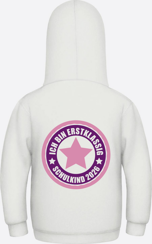 Schulkind 2026 Hoodie rosa - Ich bin erstklassig mit Name - Ash