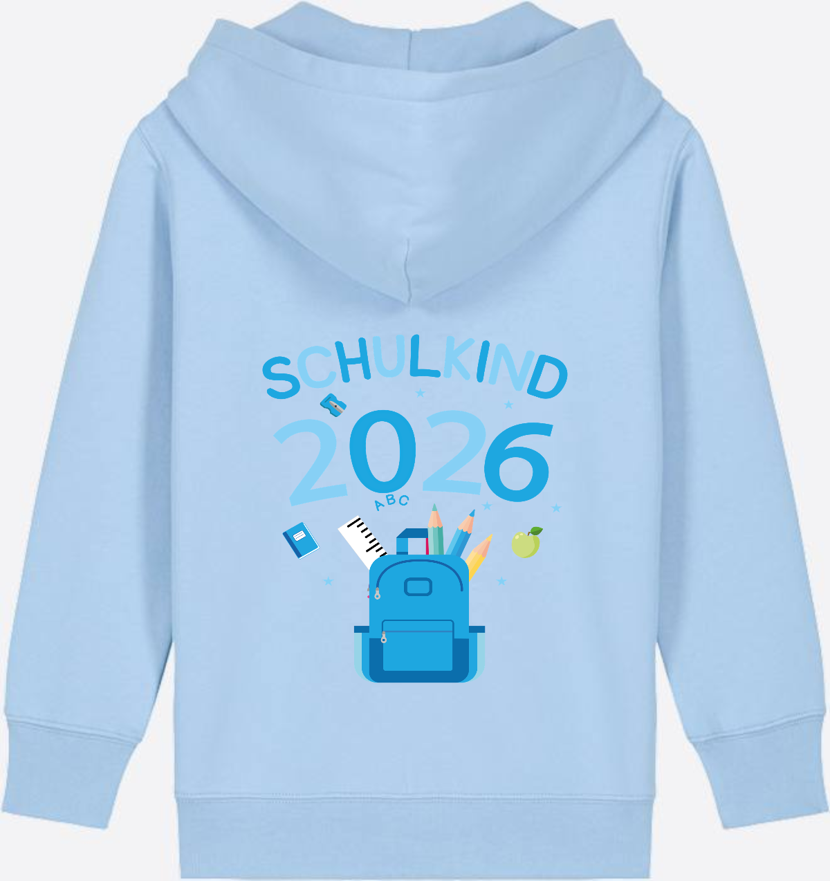 Schulkind 2026 Kinder Zip-Hoodie mit Wunschnamen - Blue Soul