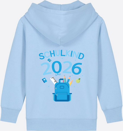 Schulkind 2026 Kinder Zip-Hoodie mit Wunschnamen - Blue Soul