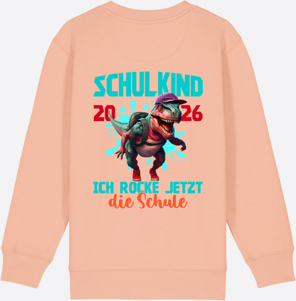 Schulkind 2026 Sweatshirt – Dino T-Rex Ich rocke die Schule - Fraiche Peche