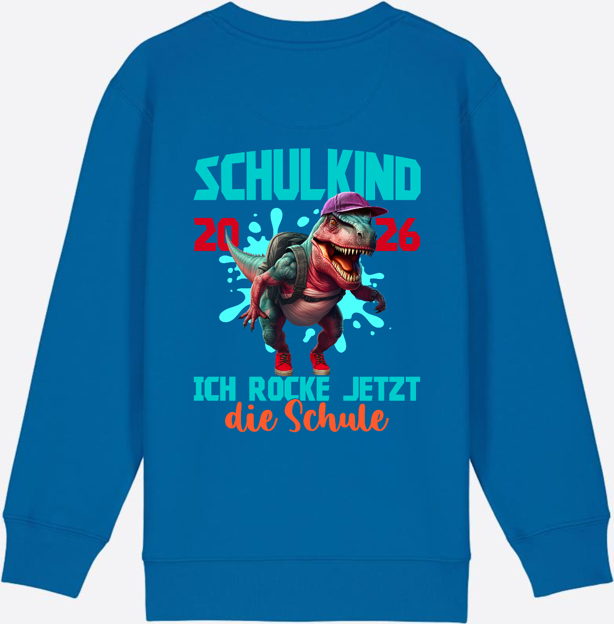 Schulkind 2026 Sweatshirt – Dino T-Rex Ich rocke die Schule - Royal Blue