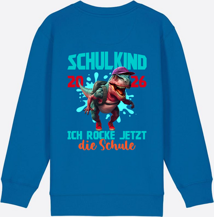 Schulkind 2026 Sweatshirt – Dino T-Rex Ich rocke die Schule - Royal Blue