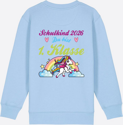 Schulkind 2026 Sweatshirt – Pferd & Regenbogen - Blue Soul