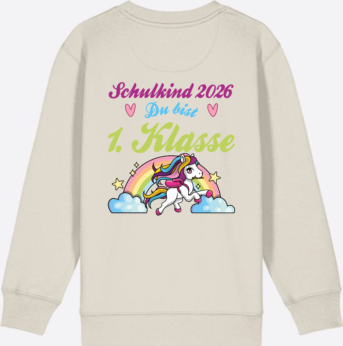 Schulkind 2026 Sweatshirt – Pferd & Regenbogen - Eco Heather