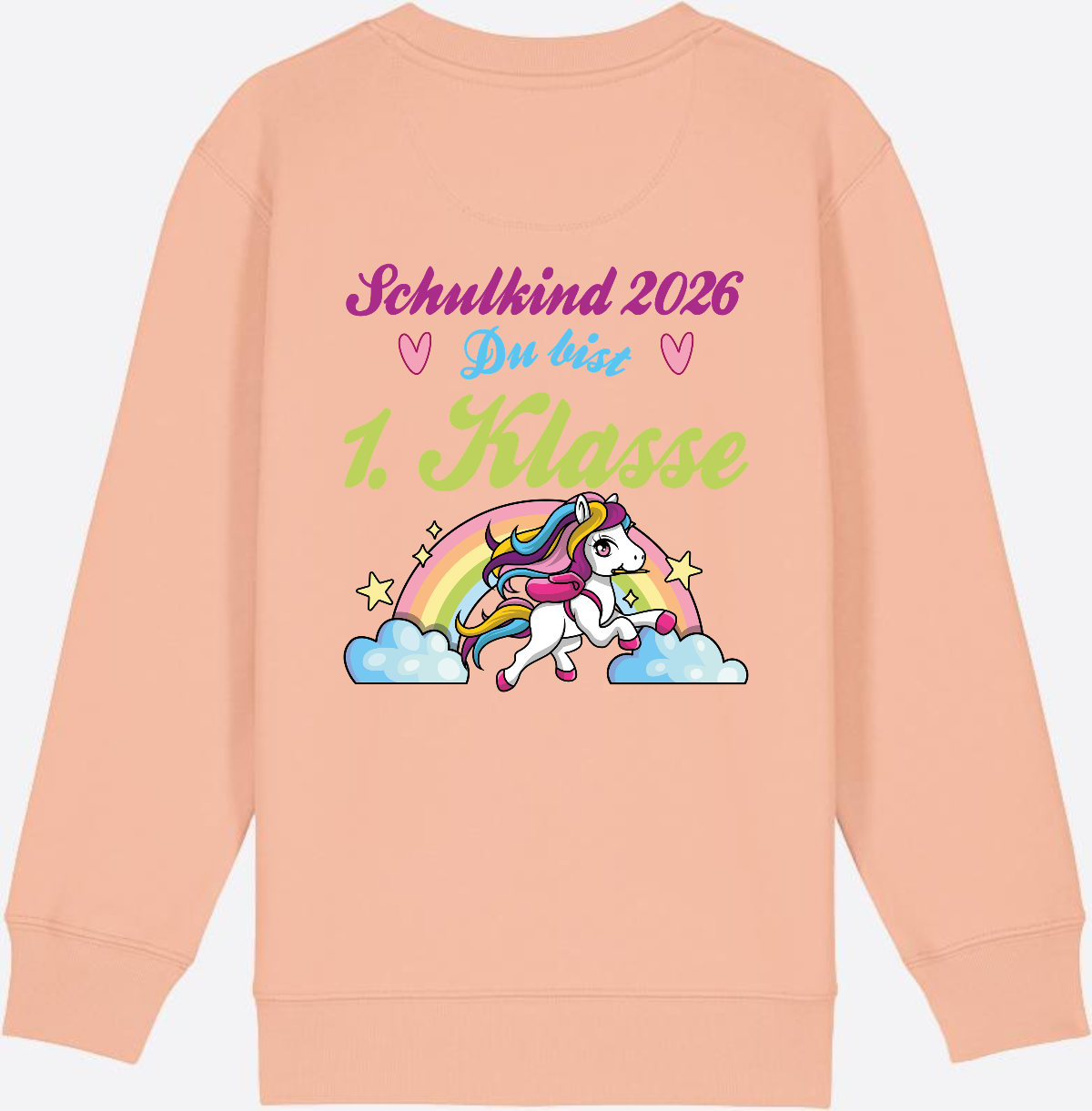 Schulkind 2026 Sweatshirt – Pferd & Regenbogen - Fraiche Peche
