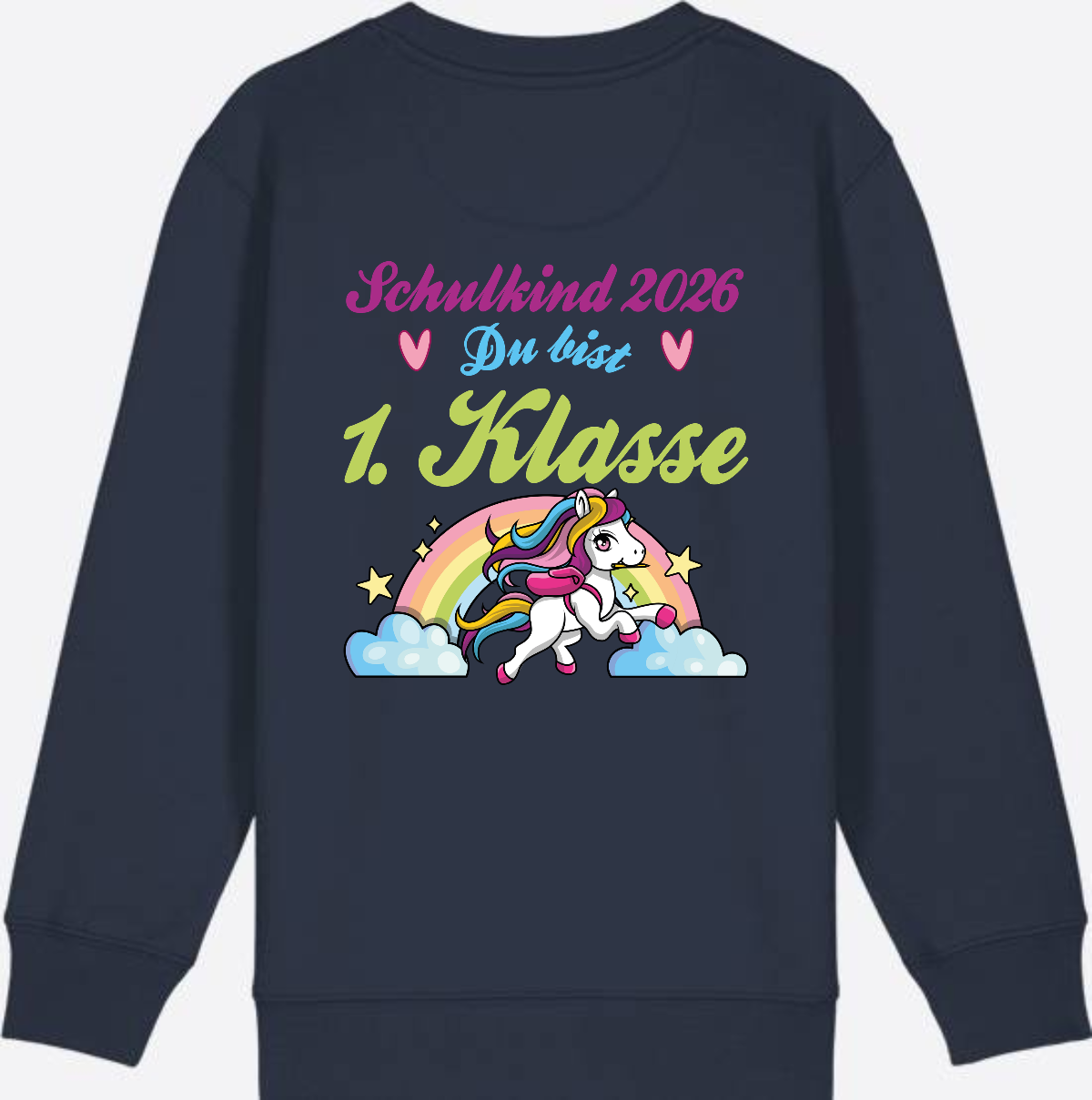 Schulkind 2026 Sweatshirt – Pferd & Regenbogen - French Navy
