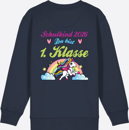 Schulkind 2026 Sweatshirt – Pferd & Regenbogen - French Navy