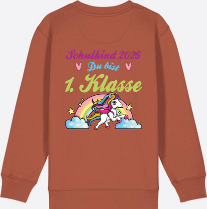 Schulkind 2026 Sweatshirt – Pferd & Regenbogen - Heritage Brown