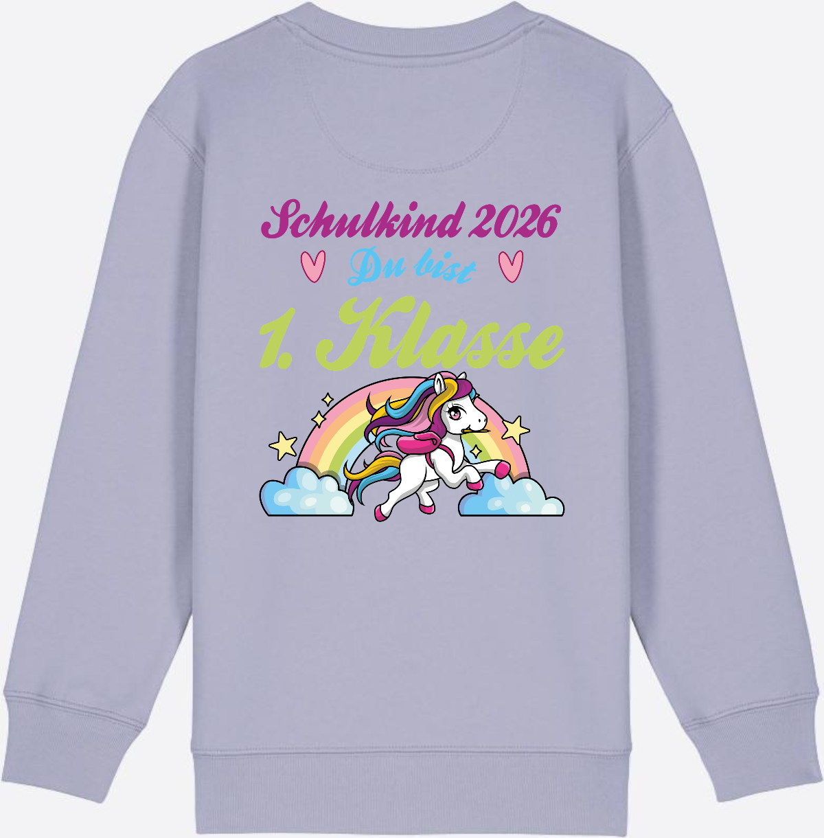 Schulkind 2026 Sweatshirt – Pferd & Regenbogen - Lavender