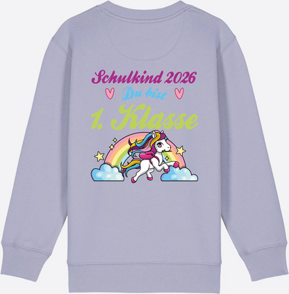 Schulkind 2026 Sweatshirt – Pferd & Regenbogen - Lavender