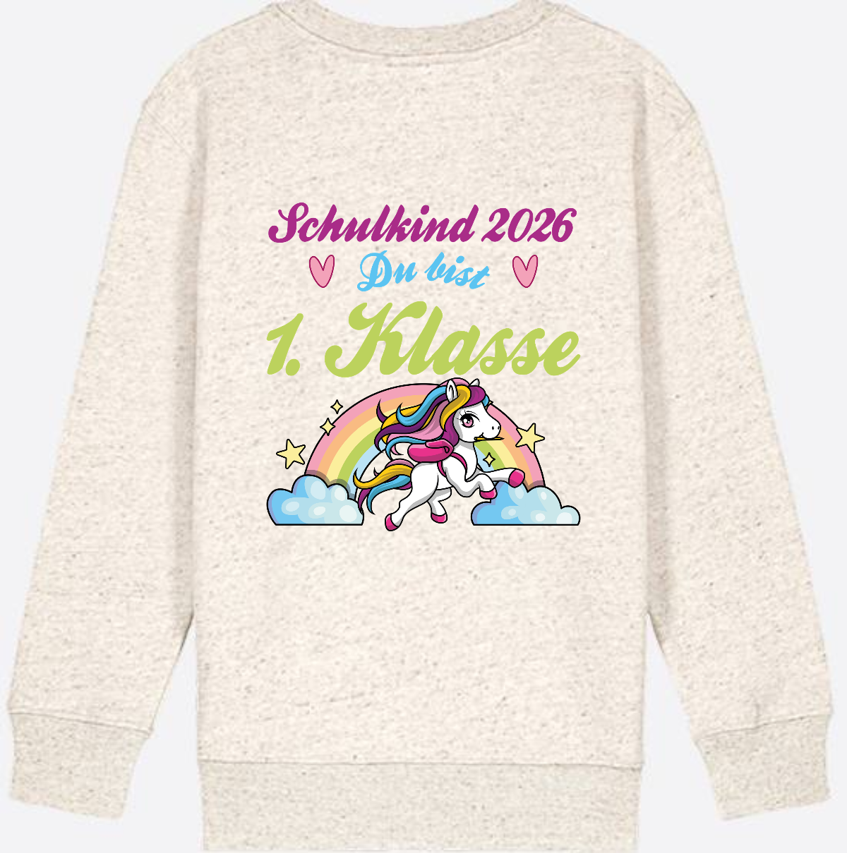 Schulkind 2026 Sweatshirt – Pferd & Regenbogen - Natural Raw