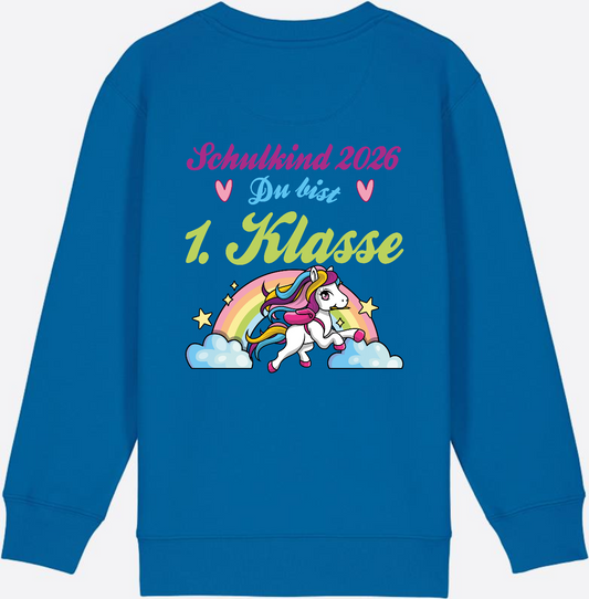 Schulkind 2026 Sweatshirt – Pferd & Regenbogen - Royal Blue