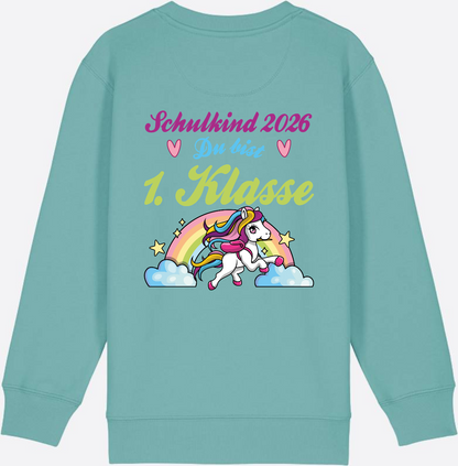 Schulkind 2026 Sweatshirt – Pferd & Regenbogen - Teal Monstera