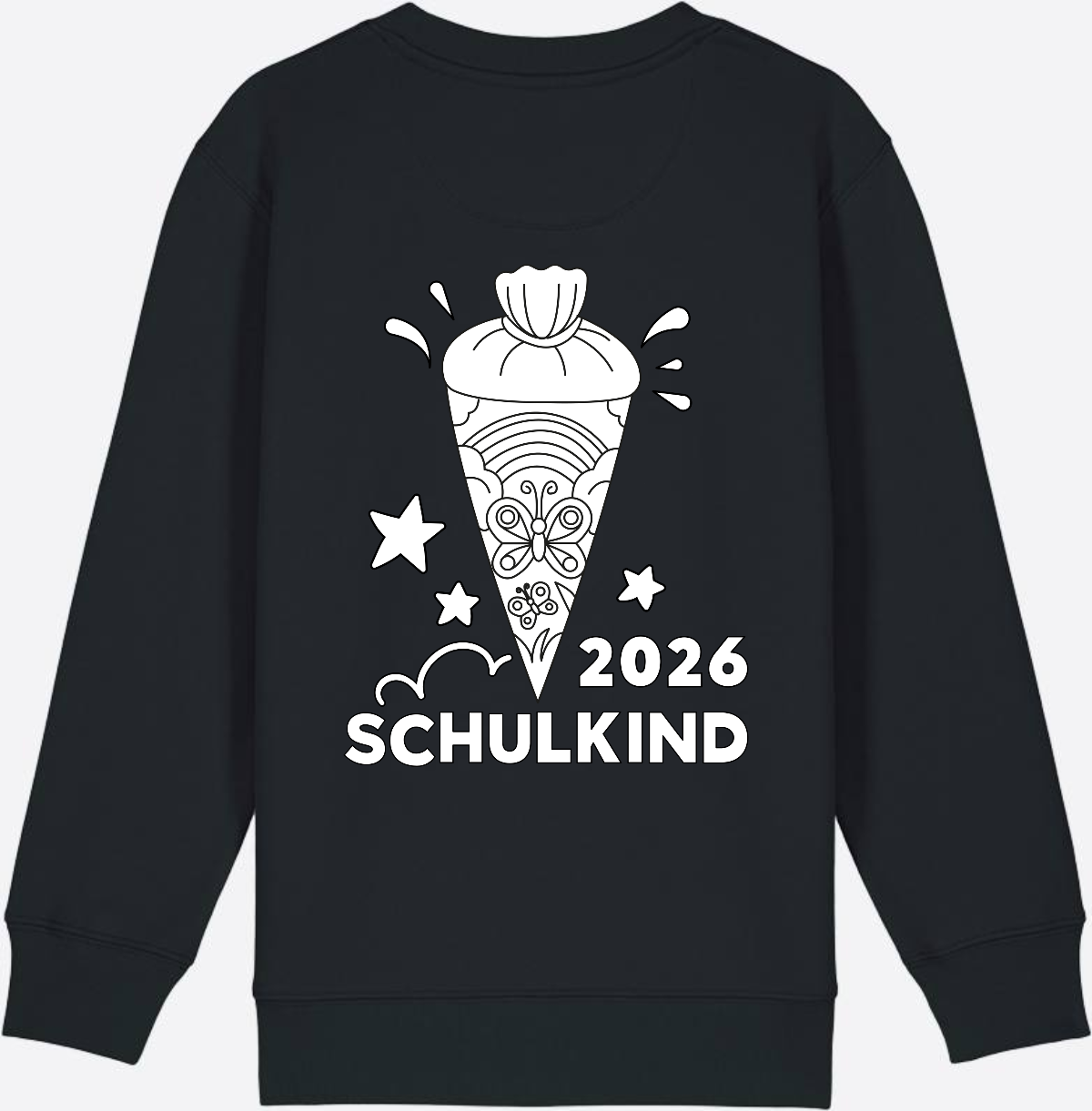 Schulkind 2026 Sweatshirt: Regenbogen Schultüte zum Ausmalen - Black
