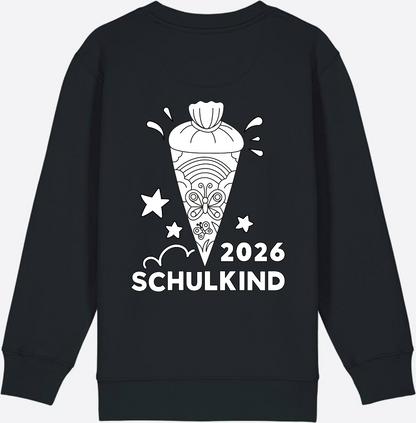 Schulkind 2026 Sweatshirt: Regenbogen Schultüte zum Ausmalen - Black