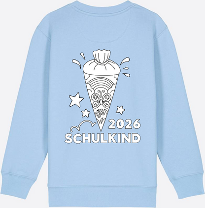 Schulkind 2026 Sweatshirt: Regenbogen Schultüte zum Ausmalen - Blue Soul