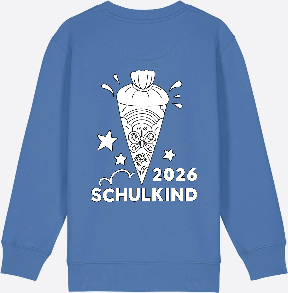Schulkind 2026 Sweatshirt: Regenbogen Schultüte zum Ausmalen - Bright Blue