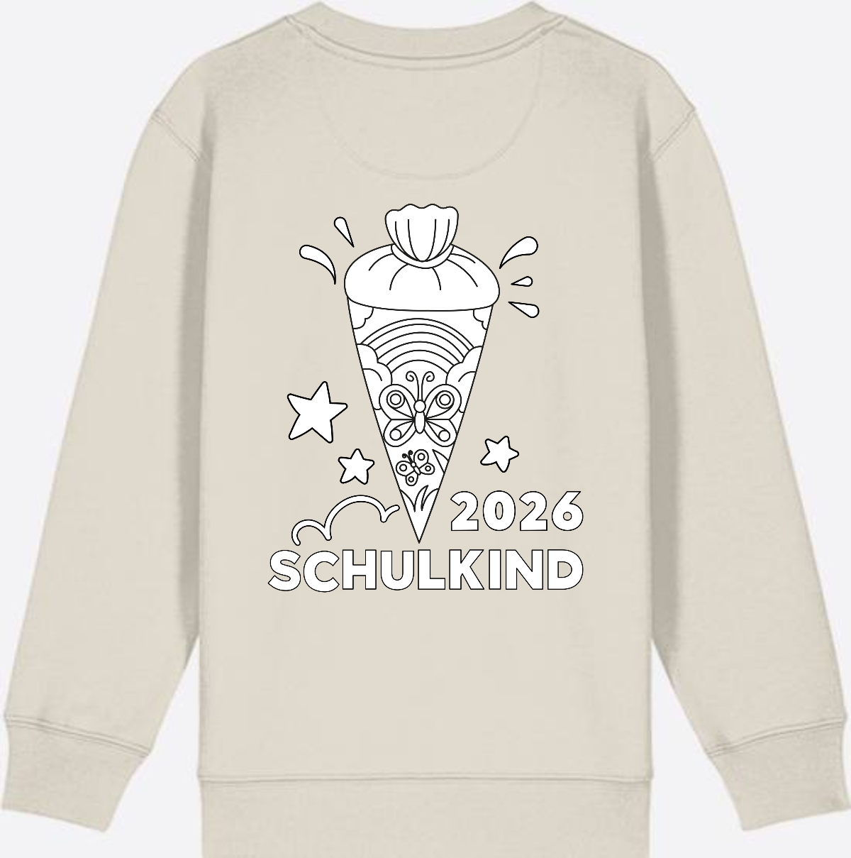 Schulkind 2026 Sweatshirt: Regenbogen Schultüte zum Ausmalen - Eco Heather