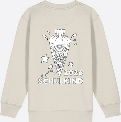 Schulkind 2026 Sweatshirt: Regenbogen Schultüte zum Ausmalen - Eco Heather