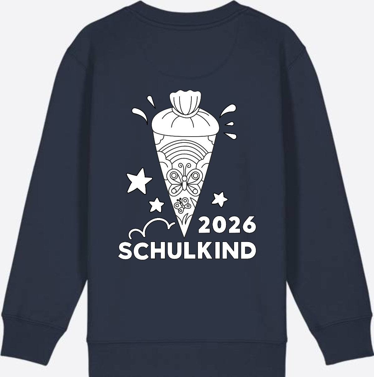 Schulkind 2026 Sweatshirt: Regenbogen Schultüte zum Ausmalen - French Navy