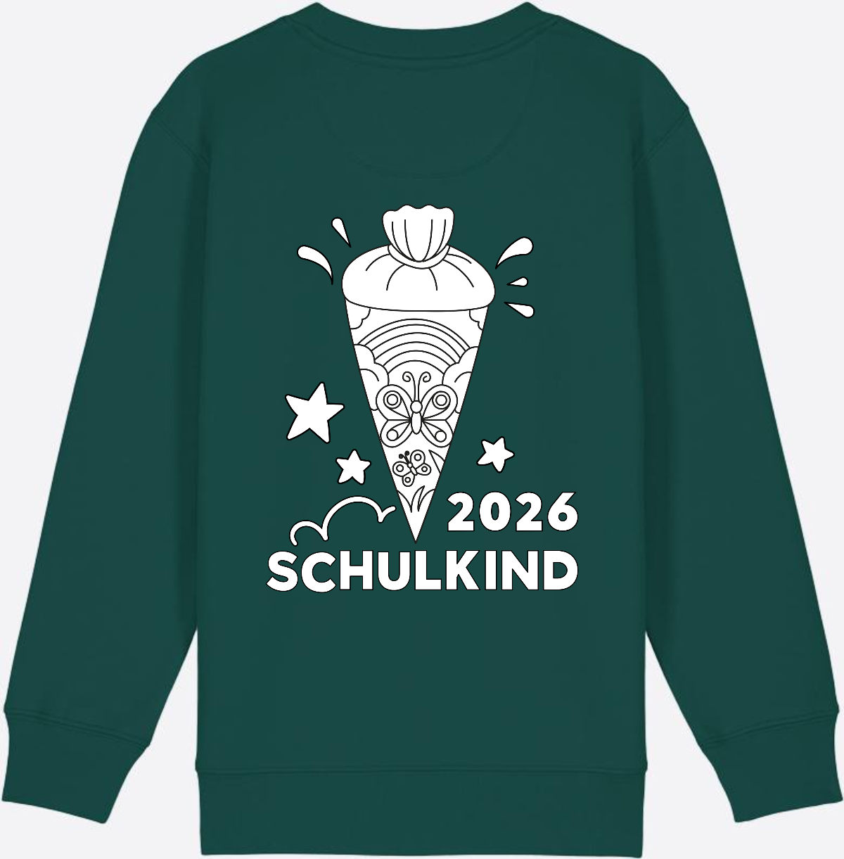Schulkind 2026 Sweatshirt: Regenbogen Schultüte zum Ausmalen - Glazed Green