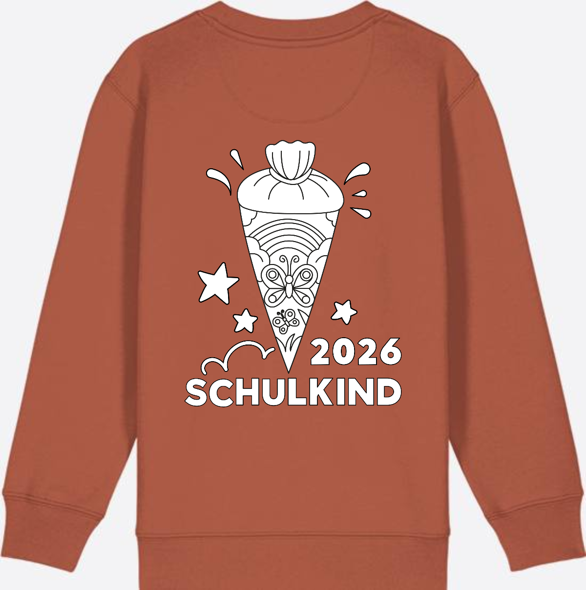 Schulkind 2026 Sweatshirt: Regenbogen Schultüte zum Ausmalen - Heritage Brown