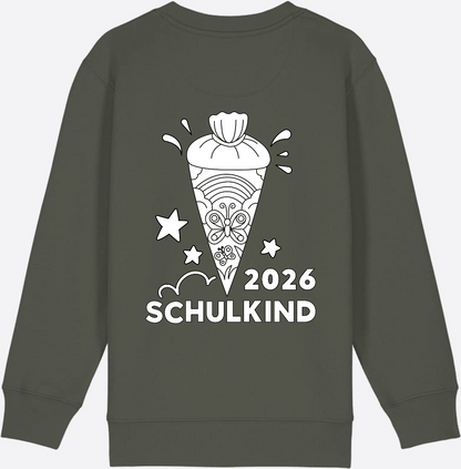 Schulkind 2026 Sweatshirt: Regenbogen Schultüte zum Ausmalen - Khaki